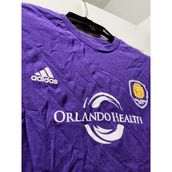 Orlando City Soccer T Shirt Shea #20 Adidas Sz Large 14 16 Purple Youth Cotton - Picture 8 of 11